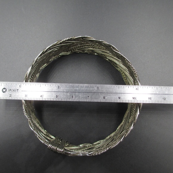 Vintage Silver Tone Rustic Handmade Wire Bracelet - Picture 5 of 5